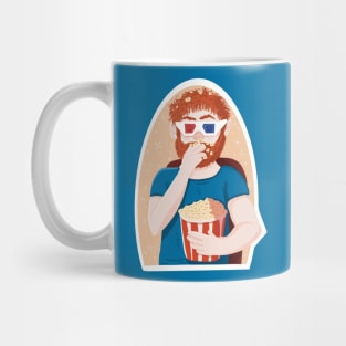 Movie lover man eating popcorn Mug